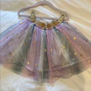 Sparkling Gold and Multicolor Starry Kids Skirt